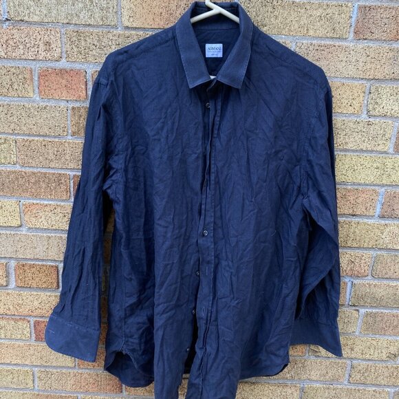 Lot of 2 Armani Dress Shirts Size 17 & 16.5 Blue and Gray - Picture 9 of 13